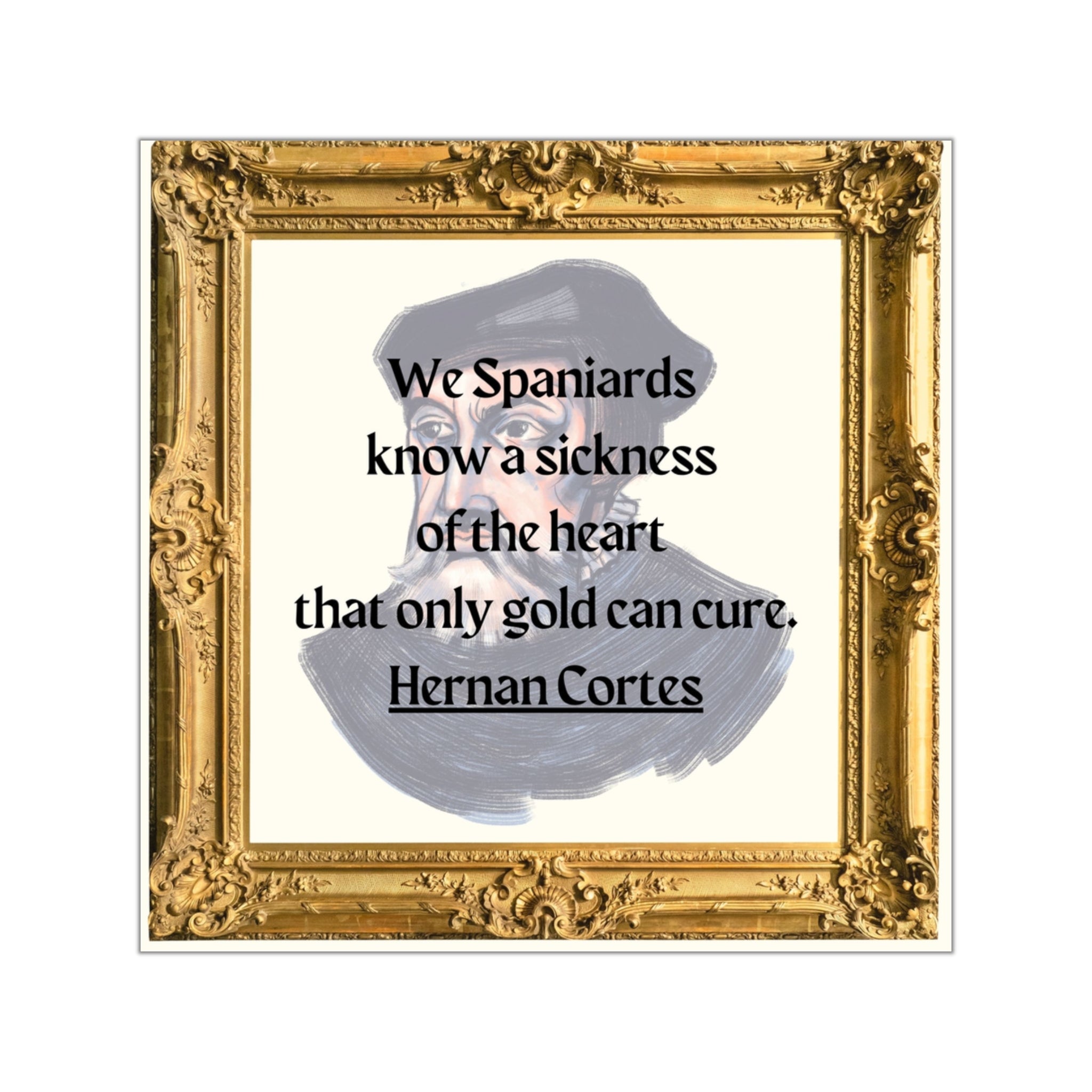 Inspirational Square Vinyl Stickers - Hernan Cortes Quote Art