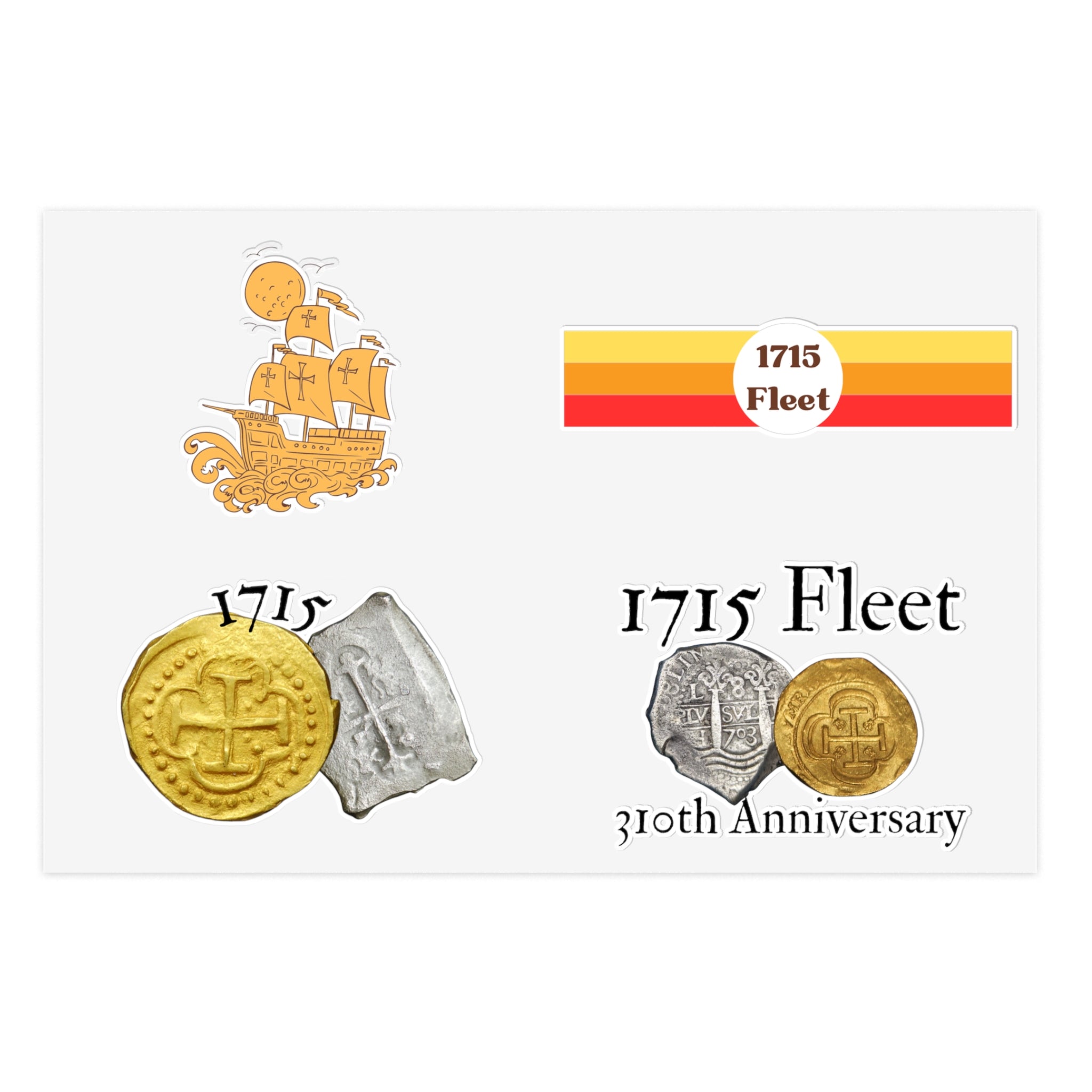 Sticker Sheets - 1715 Treasure Fleet Commemorative, Vintage Travel Decor, Adventure Scrapbooking, Collector's Items, Nautical Gifts