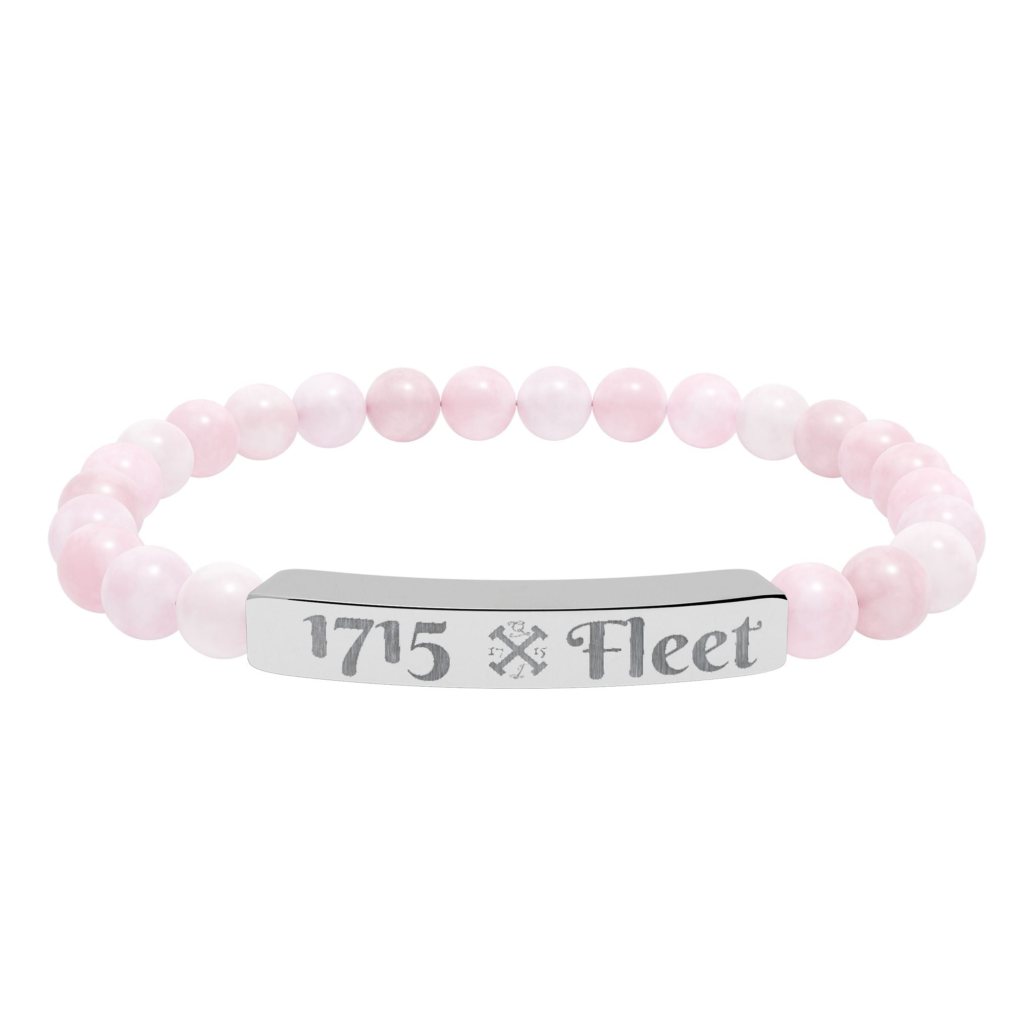 Engraved Natural Stone Stretch Bar Bracelet — Custom 1715 Fleet Beaded Bracelet