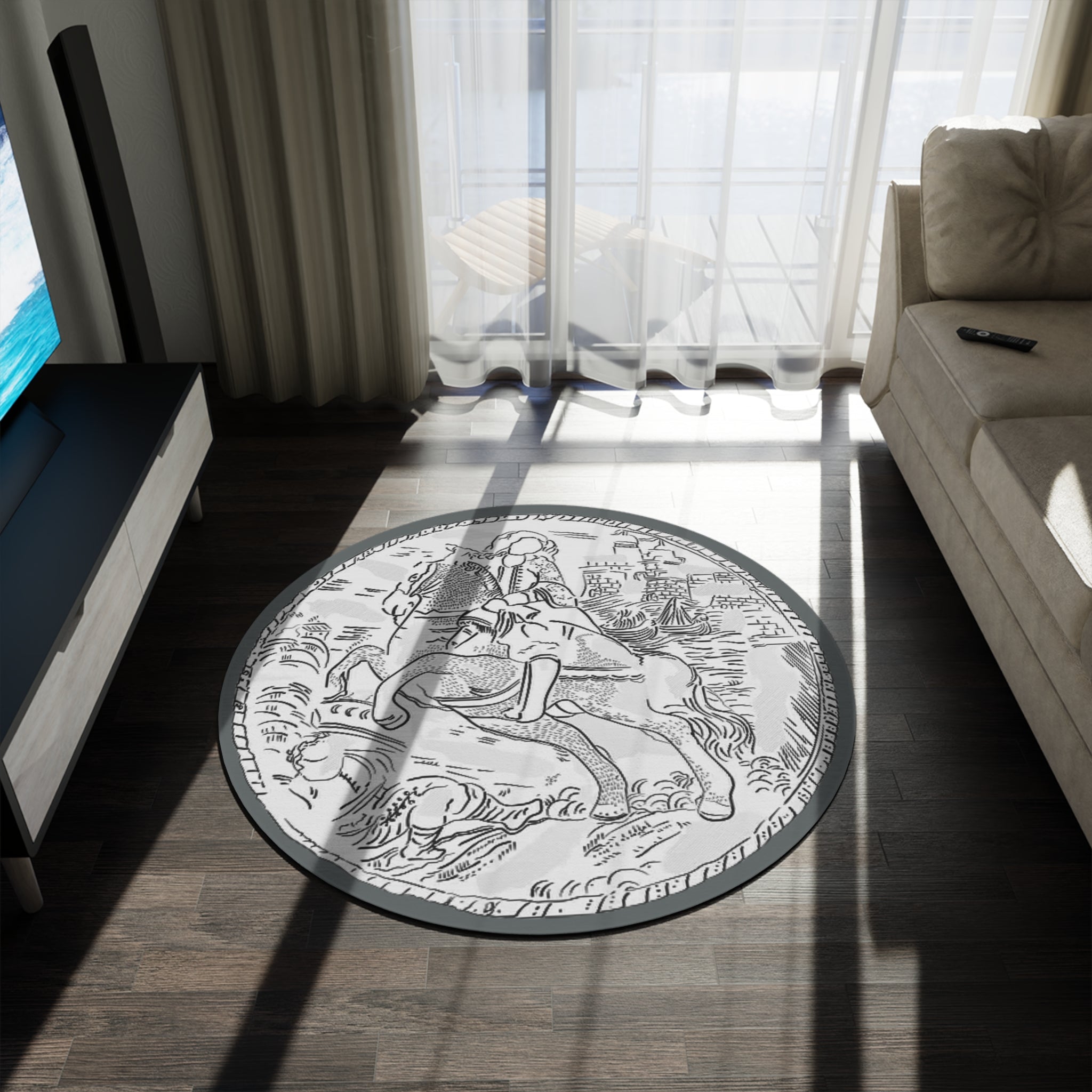Silver Treasure Chest Roundel Rug