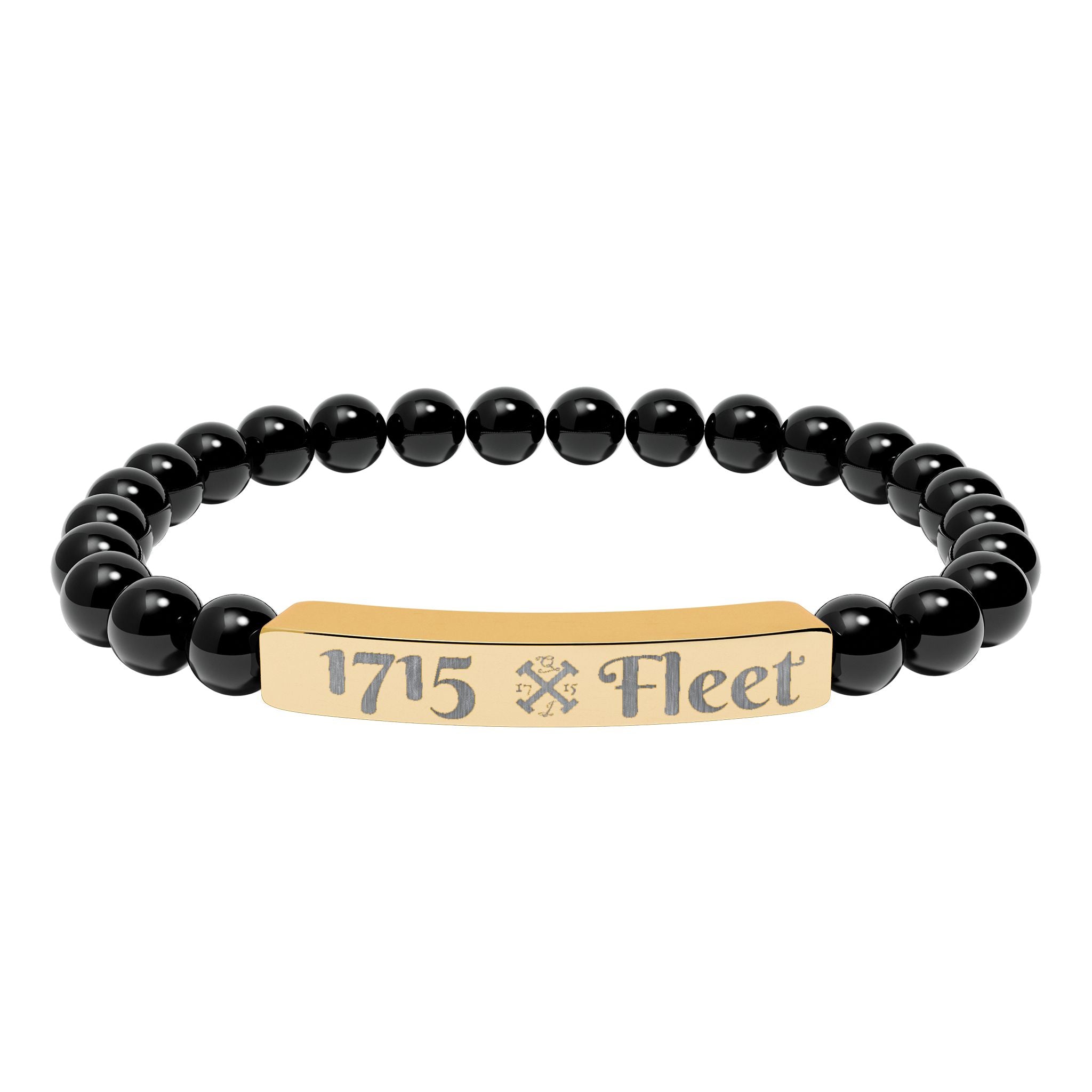 Engraved Natural Stone Stretch Bar Bracelet — Custom 1715 Fleet Beaded Bracelet