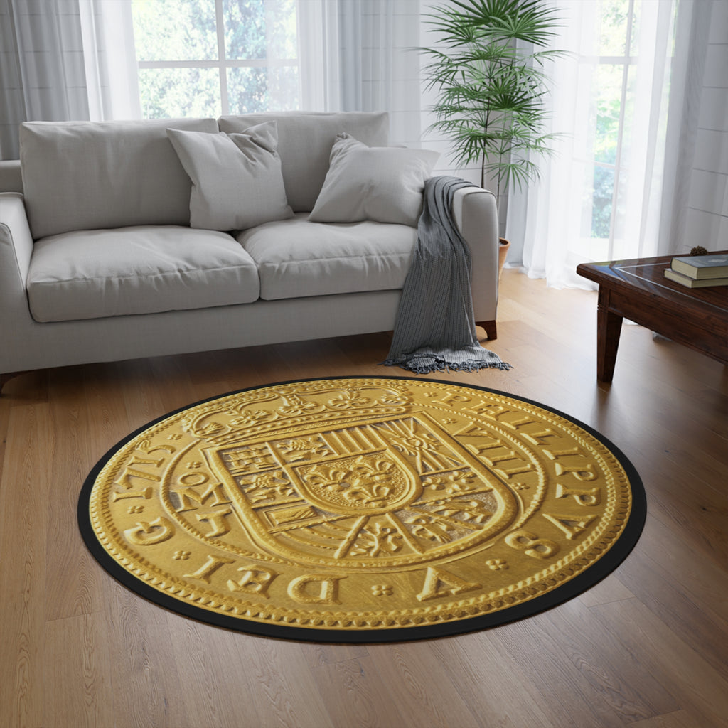 1715 Tricentennial 8 Escudos Royal Round Rug