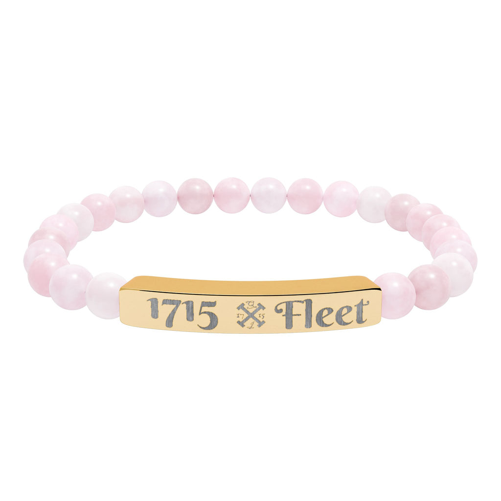 Engraved Natural Stone Stretch Bar Bracelet — Custom 1715 Fleet Beaded Bracelet