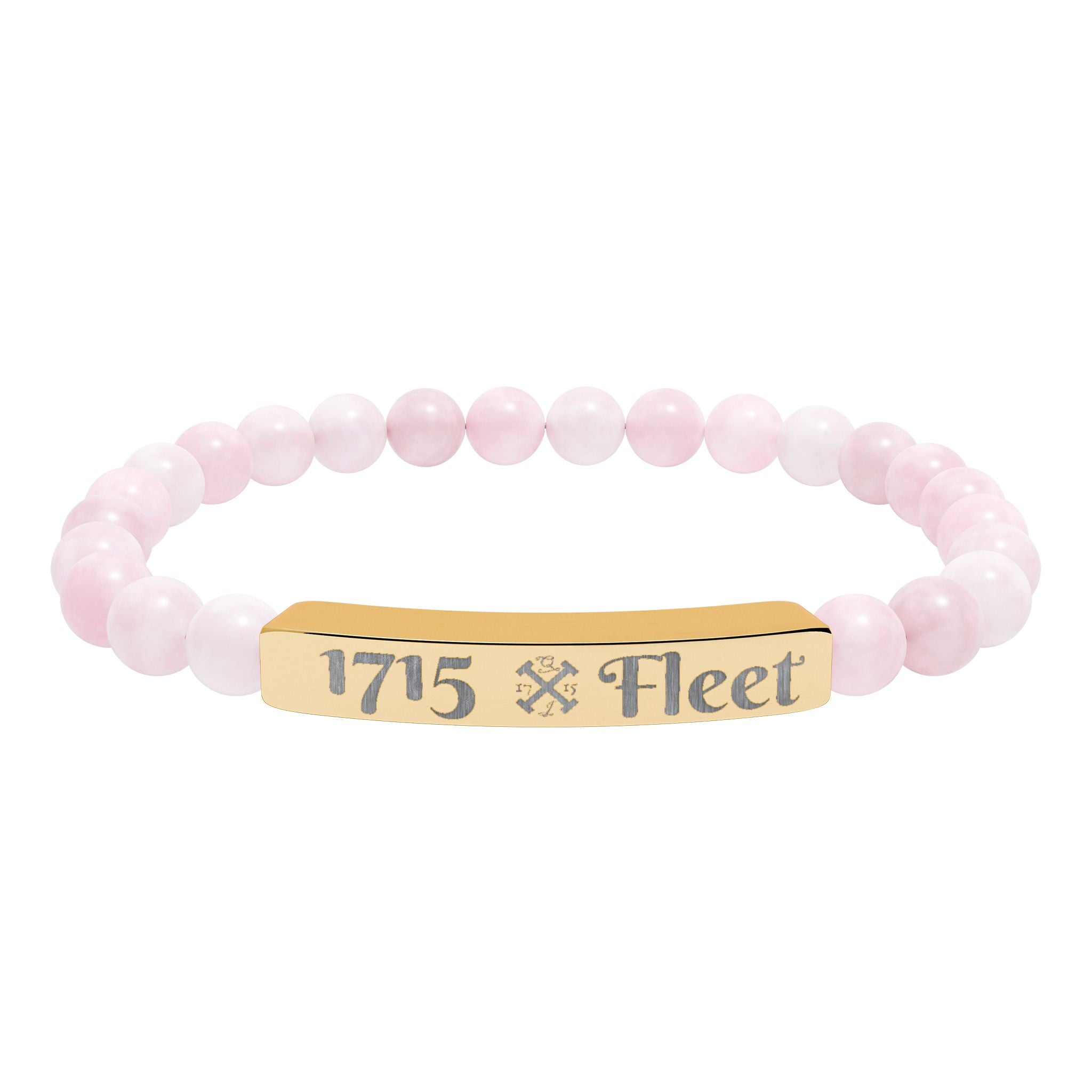 Engraved Natural Stone Stretch Bar Bracelet — Custom 1715 Fleet Beaded Bracelet