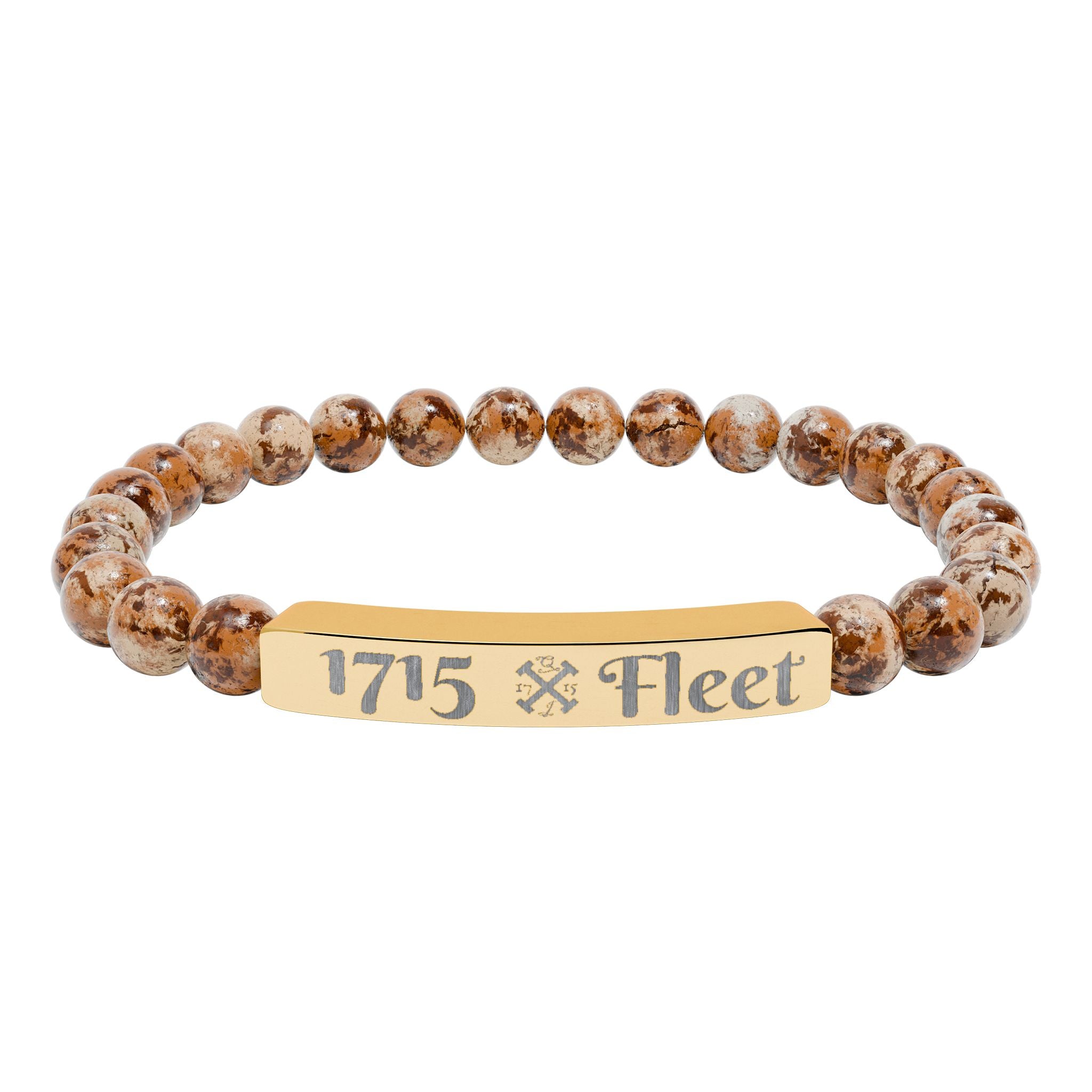 Engraved Natural Stone Stretch Bar Bracelet — Custom 1715 Fleet Beaded Bracelet