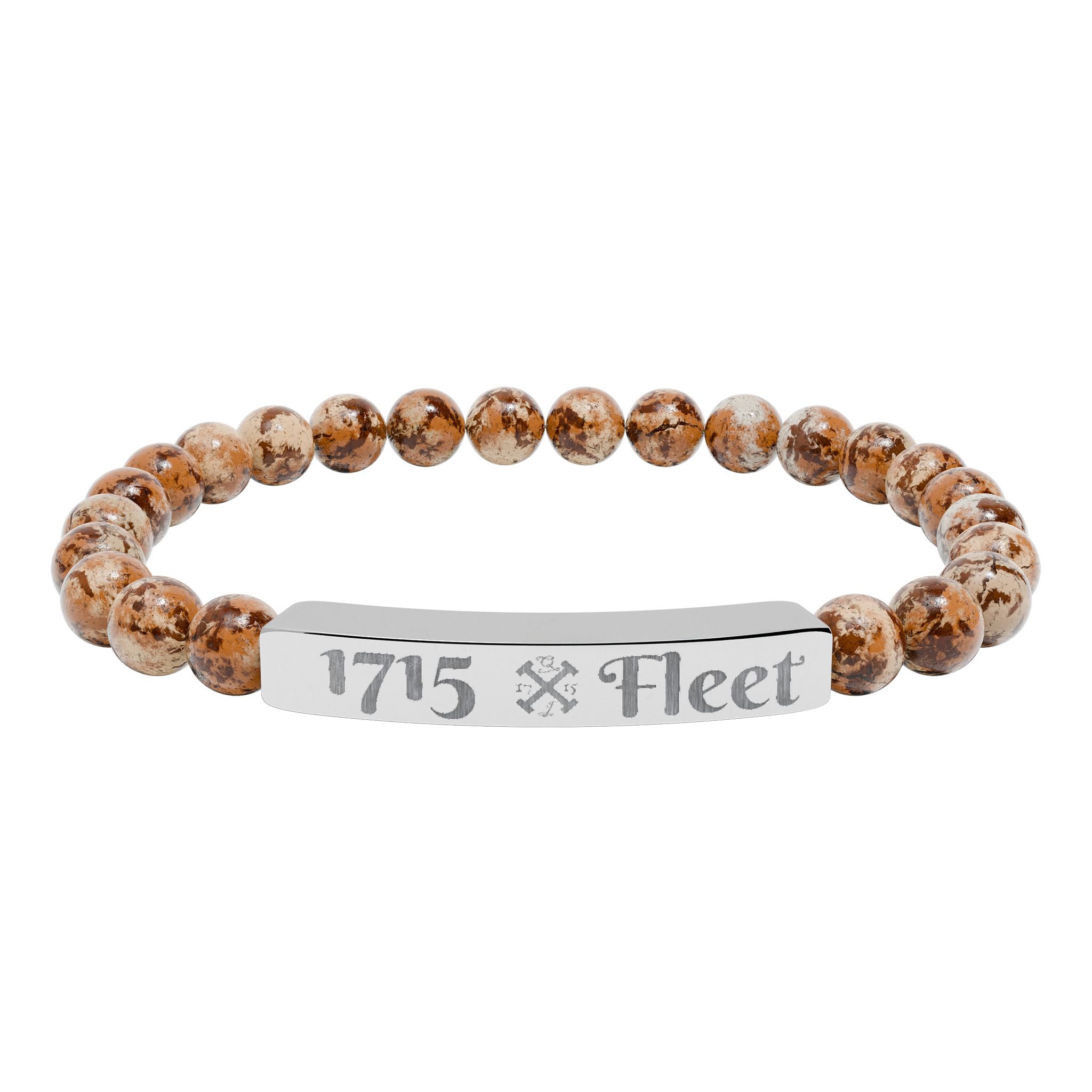 Engraved Natural Stone Stretch Bar Bracelet — Custom 1715 Fleet Beaded Bracelet