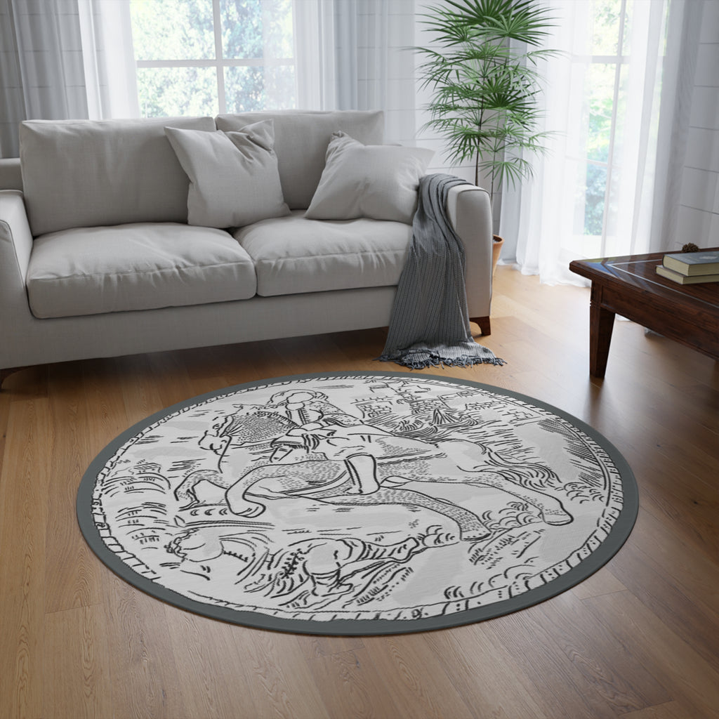 Silver Treasure Chest Roundel Rug