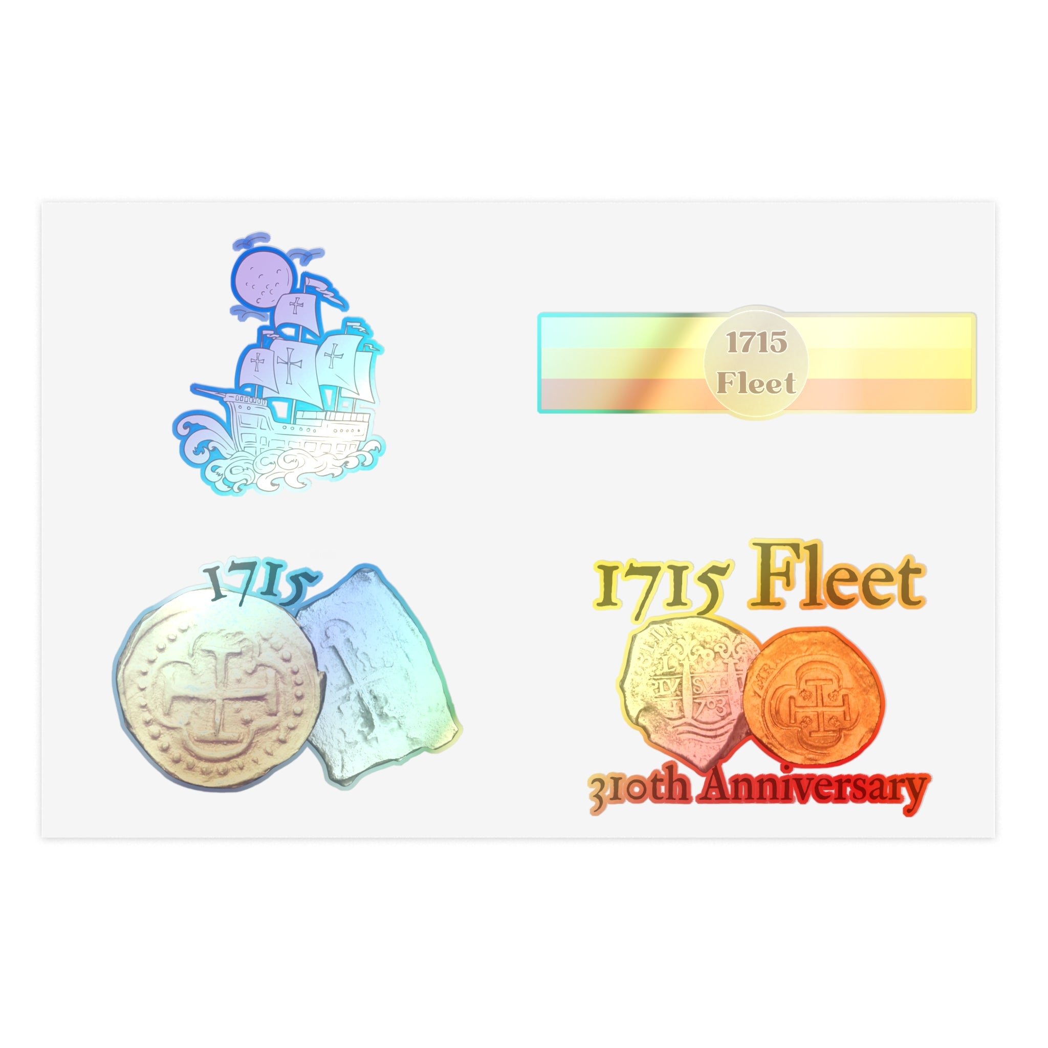 Sticker Sheets - 1715 Treasure Fleet Commemorative, Vintage Travel Decor, Adventure Scrapbooking, Collector's Items, Nautical Gifts