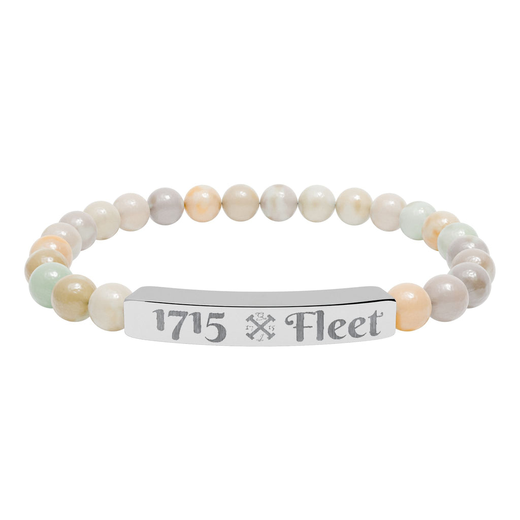 Engraved Natural Stone Stretch Bar Bracelet — Custom 1715 Fleet Beaded Bracelet