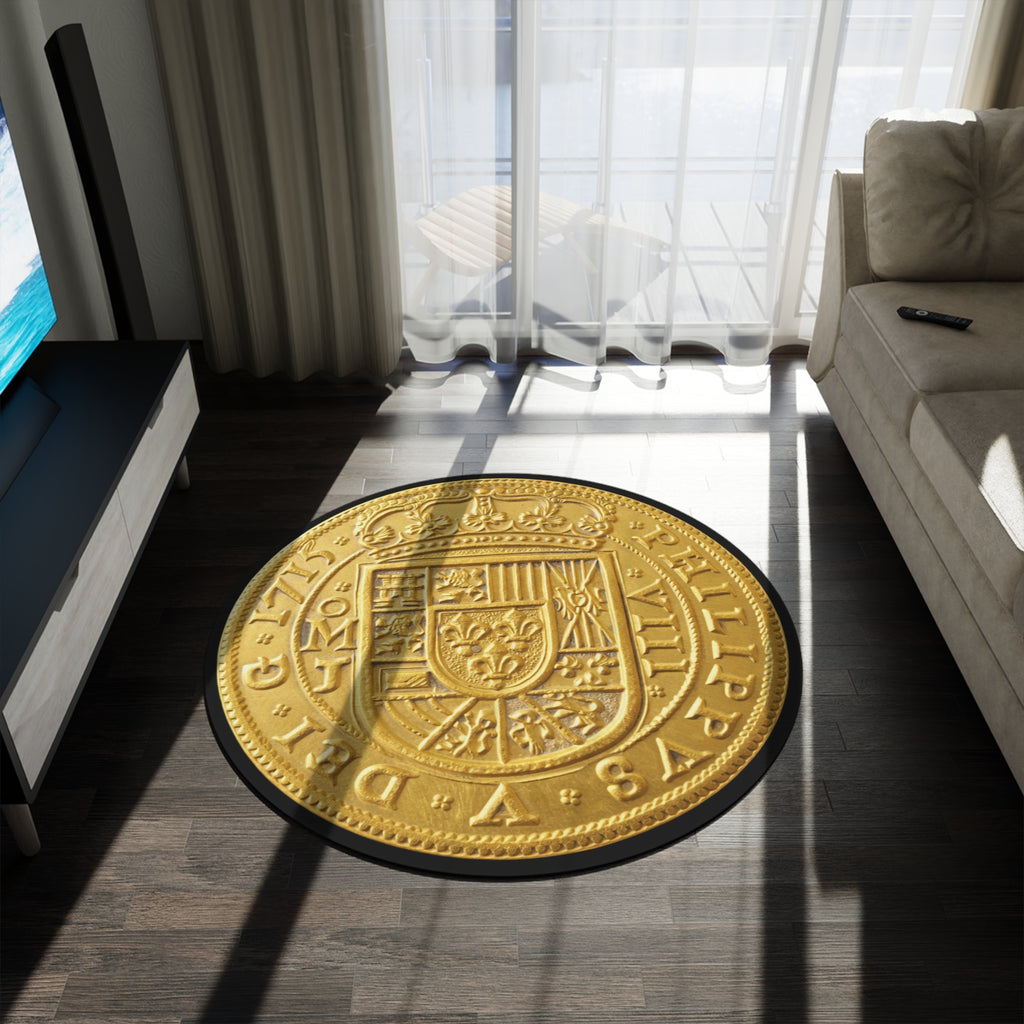 1715 Tricentennial 8 Escudos Royal Round Rug